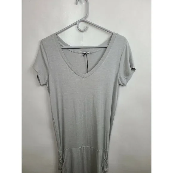 Prana Light Gray Ruched Fitted Jersey NEW Foundation Dress Size Small - Picture 4 of 8